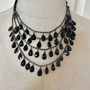 Lauren Conrad black beaded multi strand necklace